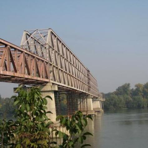 Steel truss bridge over the Sava River in Obrenovac
